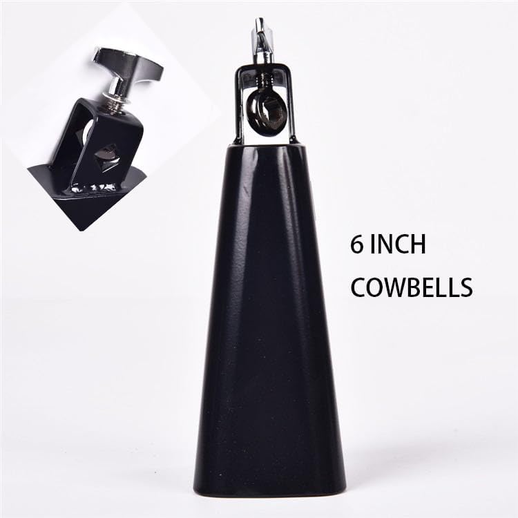 MOONBACK 6 Inch Cowbell And Cowbell Clamp, Cowbell Holder Percussion Accessory, Adjustable Drum Cowbell Mount for Bass Drum Hoop Up or Down Drum key - Image 2